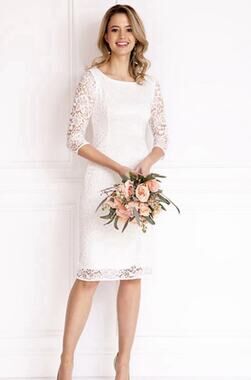 Alie Street Macie Shift Dress — 0 Ivory Lace Knee Length, Simple Classic Bridal
